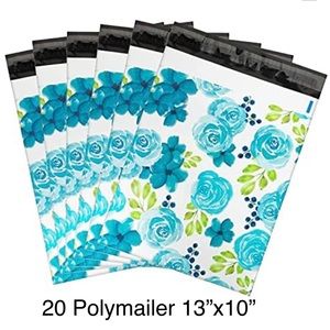 20 Pcs Blue Rose Poly Mailers 10″x13″